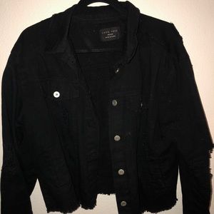 black distressed jean jacket